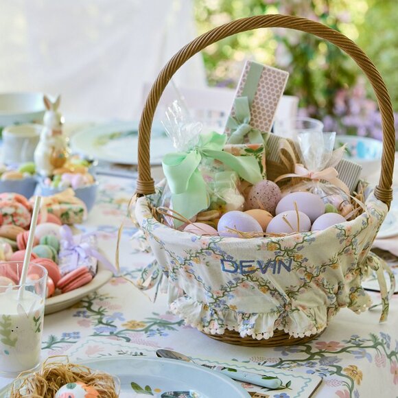 Rifle Paper Co. x Pottery Barn Lattice Ruffle Trim Easter Basket Liner Large NWT - Picture 5 of 5